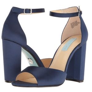 Navy Blue Satin Heels by Betsey Johnson, Size 9